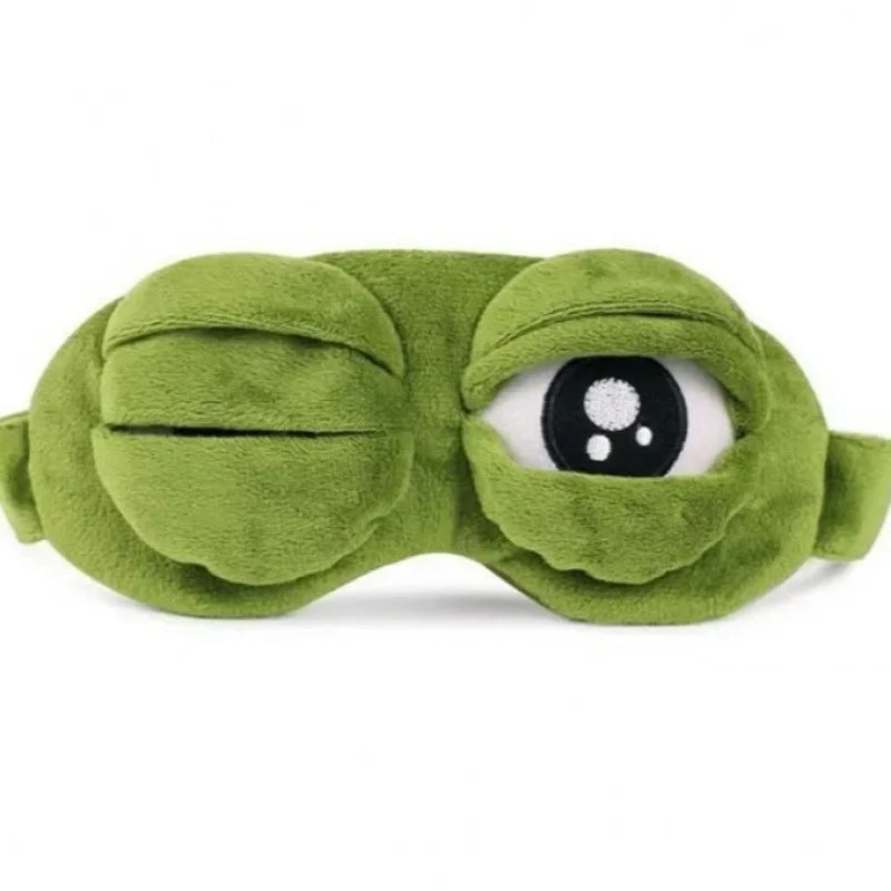 3D Sad Frog Sleep Mask – Soft Travel Blindfold