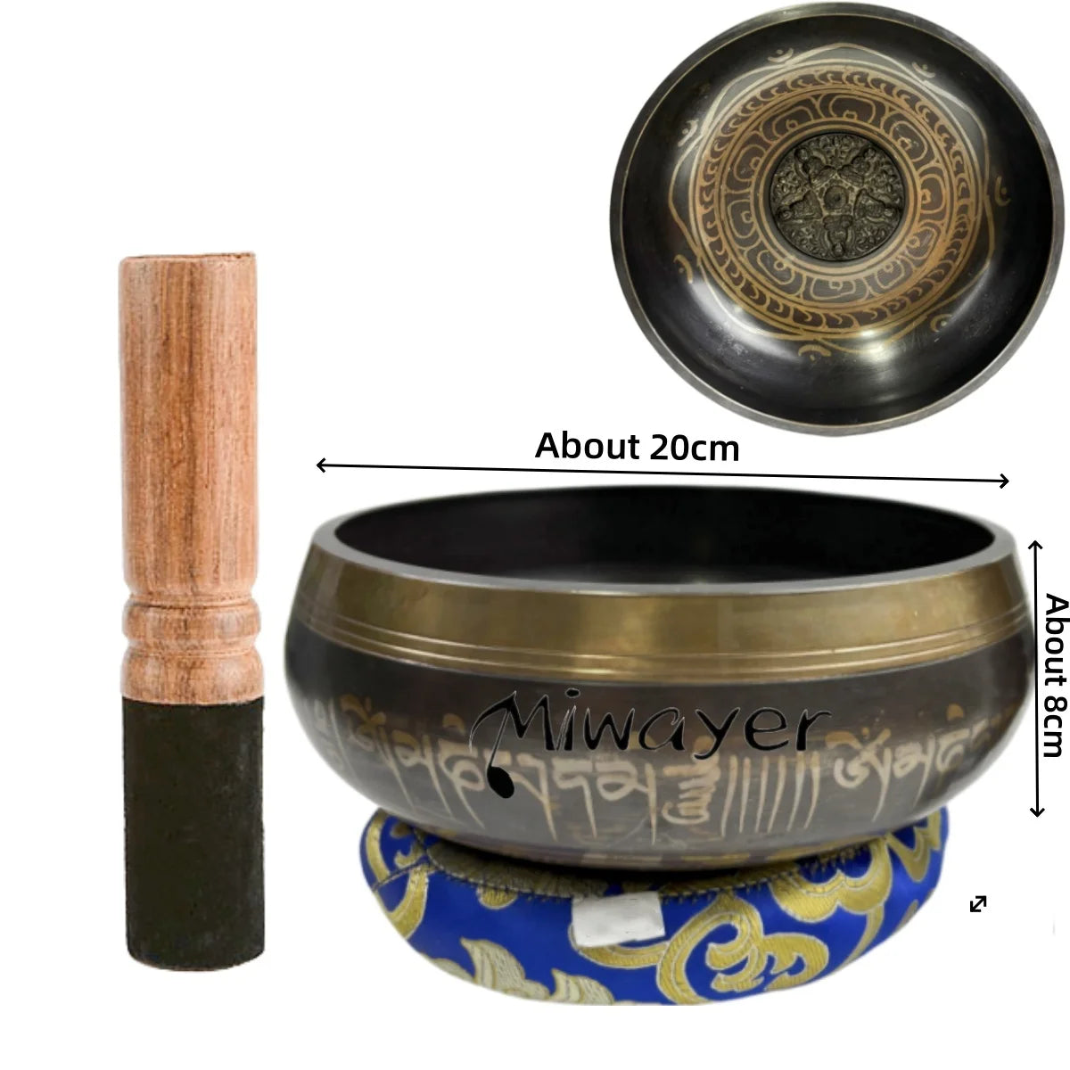 Tibetan Singing Bowl Set – 8.5–20CM Scripture Sound Bowl for Meditation, Yoga & Chakra Healing