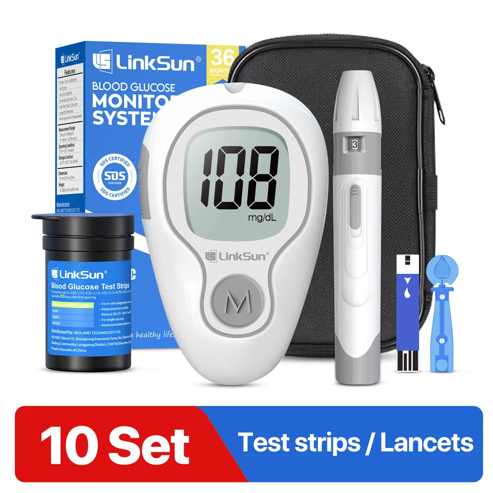 LinkSun G-425-3 Blood Glucose Meter – Diabetes Test Kit with 10/50/100 Test Strips
