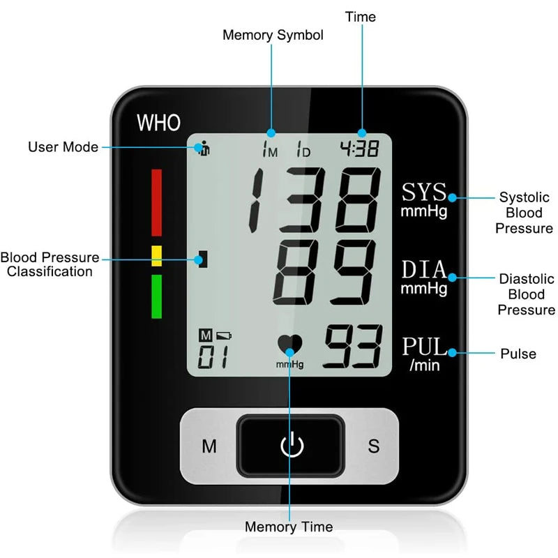 Medical Wrist Blood Pressure Monitor – High Accuracy Digital Electronic Sphygmomanometer