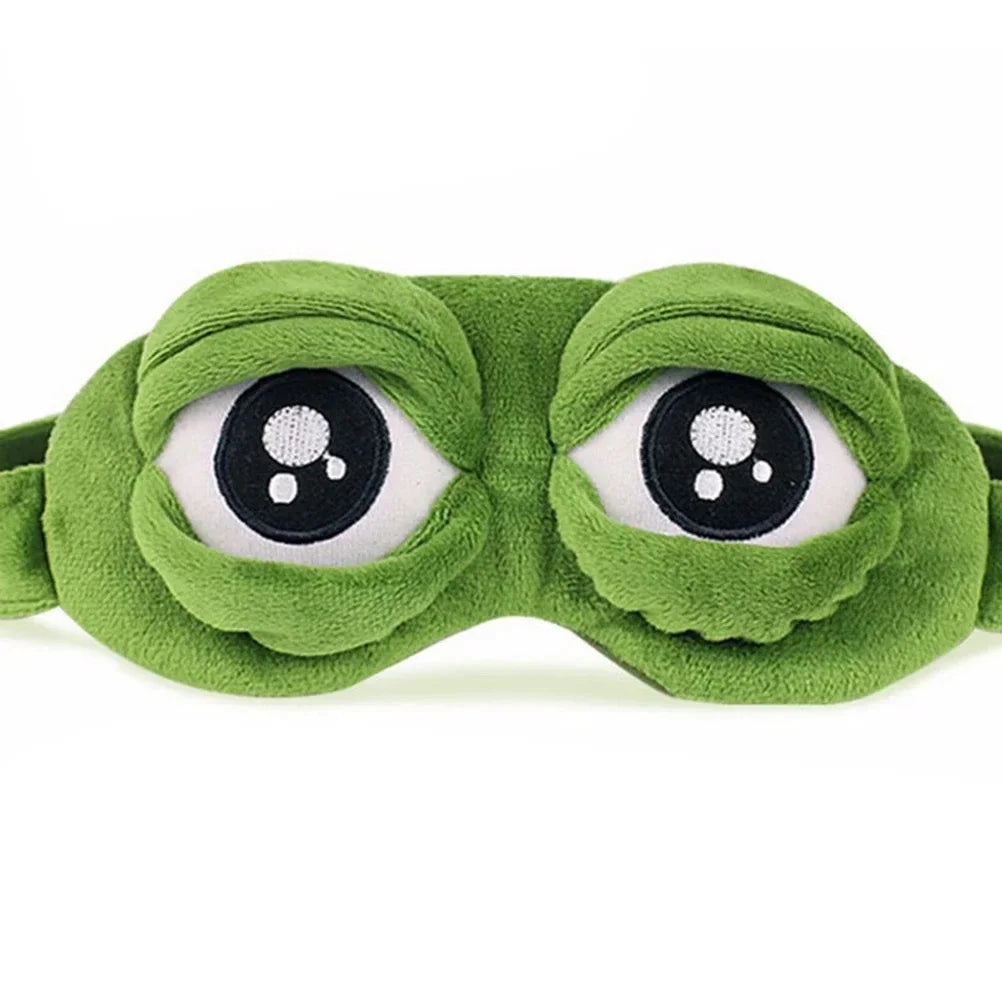 3D Sad Frog Sleep Mask – Soft Travel Blindfold